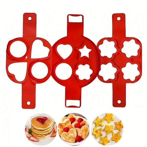 1PC Pancake Maker Non-Stick Cooking Tools Round Heart Square Flower Pancake Maker Egg Cooker Frying Pan Egg Mold Kitchen Baking Accessories, Kitchen Cooking Supplies