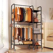 Portable Closets For Hanging ClothesWardrobe Closet Racks For Hanging Clothes Sturdy Clothes Rack Heavy Duty 4Tier Metal Freestanding Clothing Racks With Shelves 45" X 16" X 69"