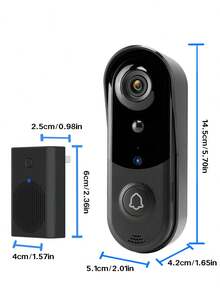 1080P Wireless Video Doorbell Camera With Indoor Chime, HD Live View, HD Night Vision, Two-Way Talks, Outdoor Waterproof, Free Cloud Storage And 32G SD Card, Motion Detection And Human Detection, Offline Work, Easy To Insallation - 黑色 - 查看 8