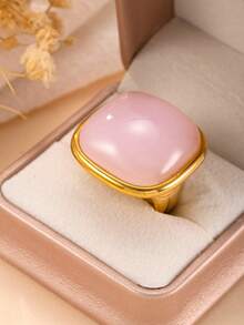 1枚复古不锈钢方形宝石戒指，适合女性日常、节日、订婚、约会、婚礼、度假等场合佩戴 - 一件法式方形寶石戒 - 查看 29