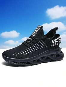 青少年、校园学生男女通用网面鞋，透气舒适，轻便休闲运动鞋，户外跑步鞋，旅行徒步鞋，四季皆宜，刀锋鞋，防滑，轻便透气 - 黑色 - 查看 20