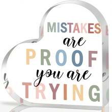 2D Flat Inspirational Acrylic Heart Sign For Mental Health And Psychology-Perfect For Inspirational Cards For Office Decorators, School Counselors And Social Workers - Multicolor - View 5