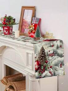 1pc, Christmas Themed Tablecloth,Polyester Christmas Decoration, Holiday Party Home Kitchen Dining Room Decoration, Elf Winter Christmas Tablecloth - Multicolor - View 2