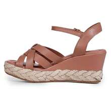 Sandália Anabela Couro Bottero Tropical Feminino - Marrom - Marrom - Visão 3