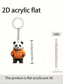 1 süßer Panda auf orangefarbenem Hoodie - 2D flacher Vinyl-Hängeaccessoire - perfekt für Autos, Rucksäcke, Schlüsselanhänger | Lustige Heimdekoration, ideales Geschenk, Schlüsselanhänger-Accessoire | fröhliches Design, kommt mit Kette [Das Produkt muss manuell installiert werden.] Taschenzubehör Schlüsselbänder mit ID-Halter Autozubehör Taschenanhänger Weihnachtsauto Lehrer Freundin Schwester Geschenkideen