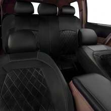 Car Seat Cover Universal Artificial Leather Car Seat Cover Full Set Of Airbags Compatible Breathable For Cars, Trucks, Off-Road Vehicles Luxury PU Luxury Vinyl (Black With Red) - ZYT[Style 2] - View 7