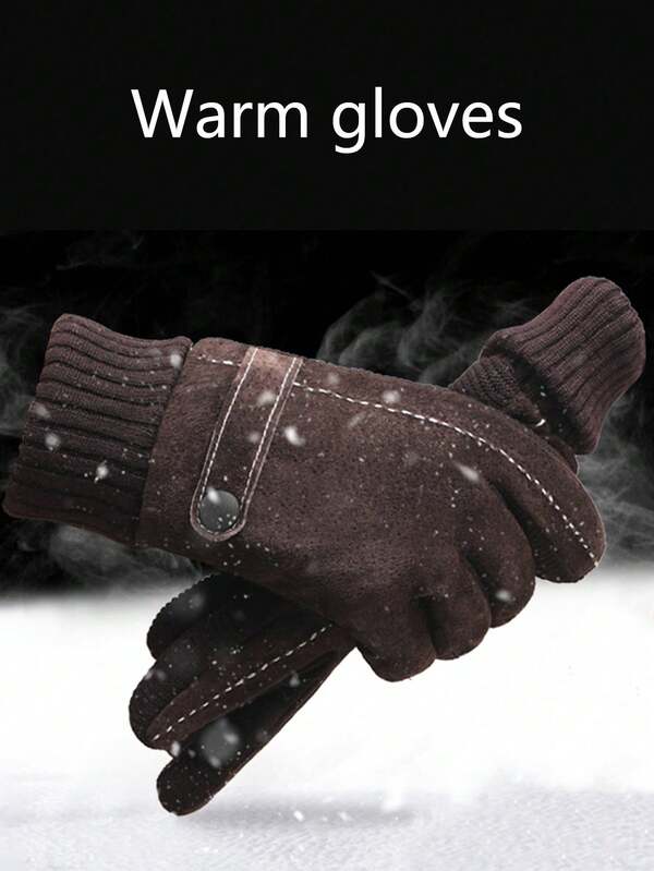 1 paire de gants  épais et chauds pour l'hiver, gants tactiles pour l'extérieur, les sports, la moto, résistants au froid, décoration d'automne