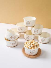 10个“嘿，宝贝”图案纸碗，爆米花碗，婴儿派对主题纸碗，冰淇淋碗，婴儿派对用品，糖果碗，一次性餐具，零食碗，男孩或女孩派对礼物，一次性食品容器，饼干烘焙碗，性别揭晓派对用品，一周岁生日派对用品，节日派对用品，厨房装饰 - 嬰兒 - 查看 6