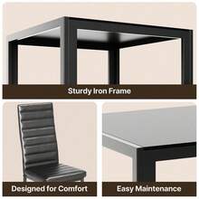 3 Piece Glass Dining Table Set, Kitchen And Chairs For 2, PU Leather Modern Room Sets For Home, Kitchen, Living Room - màu đen - Xem 6