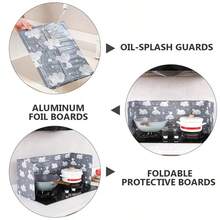 2 protectores contra salpicaduras plegables para estufa de gas, fabricados en papel de aluminio para paredes de cocina (gris).