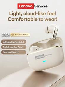 Lenovo LE208 Minimalist Business Bluetooth Earphones, Bluetooth 6.0 Instant Pairing, Low Latency, HIFI Sound Quality, ENC Smart Noise Cancellation, Long Battery Life, Wireless Earbuds For Sports, Business, Study, Compatible With Smartphones & Computers, Essential For Christmas, Holidays, Autumn/Winter, Camping, Vacation