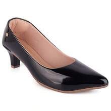 Women's Pumps Low Heel Patent Leather Pointed Toe Comfortable Soft Casual - màu đen - Xem 9