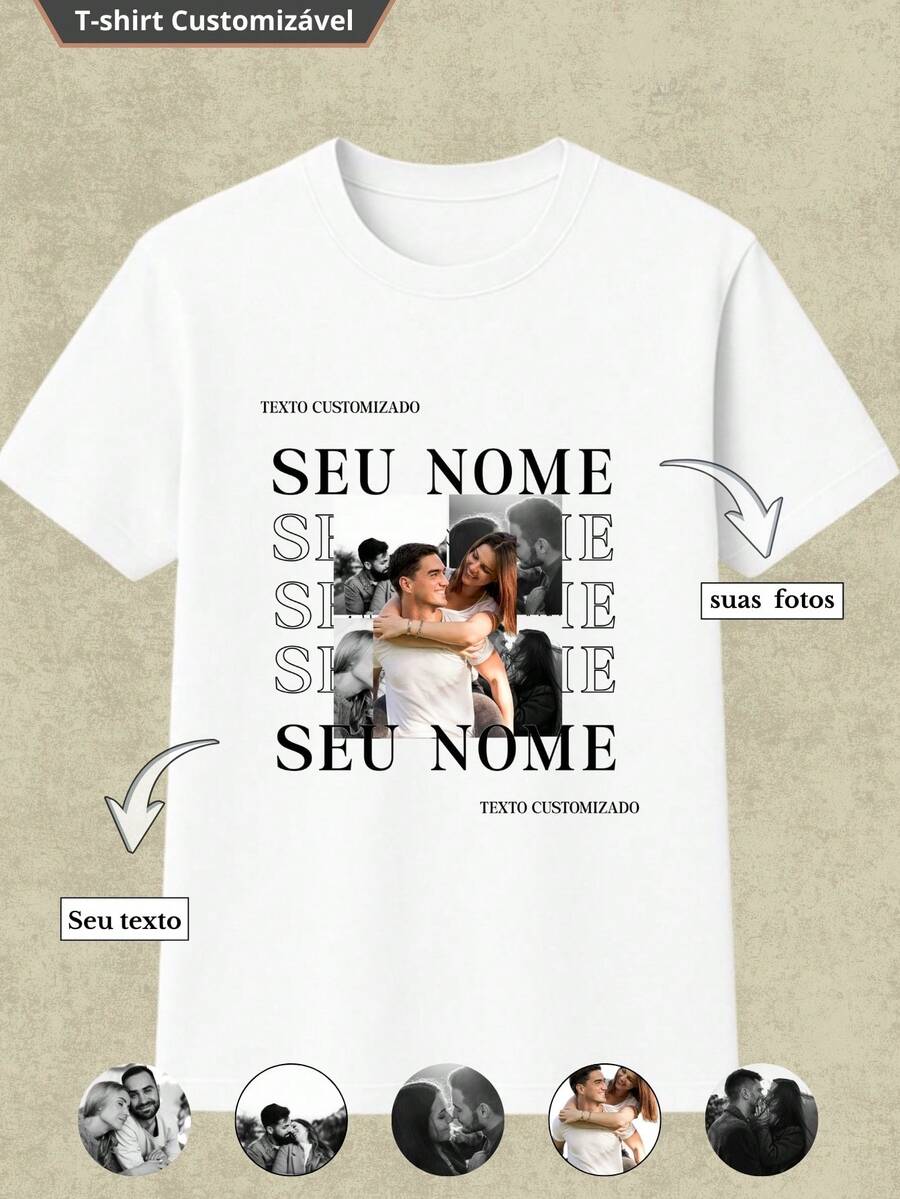 Custom Bootlag T-Shirt With Your Photos But Tshirt - 白色 - 查看 1