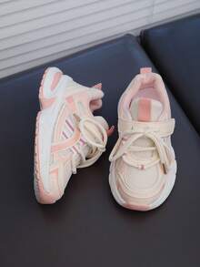 1 Pair Girls' Anti-Slip Soft Sole, Breathable Comfortable Sports Shoes, Versatile Girls' Tennis Shoes, Suitable For All Seasons - Beige - View 6