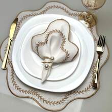 Kit Jogo Americano Sousplat Bordado Suplat de Mesa Posta Redondo/Retangular e Guardanapos - Paris Marfim - Visão 5