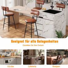 Serie - Juego de 4 taburetes de bar, silla de cocina, asiento acolchado, poliuretano, estilo moderno, 65 cm de alto, estructura de metal, apto para cocinas y mostradores de bar (negro, gris, marrón)