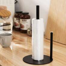 Black Kitchen Paper Towel Holder, High Quality Stainless Steel Paper Towel Rack With Weighted Base For Kitchen Roll Storage - Black - View 5