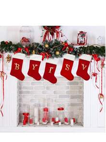 Large Christmas Stocking, Christmas Decoration English Letter Small Pendant, Letter Socks, Cartoon Gift Bag For Children