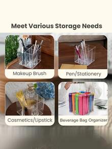 1个透明饮料包收纳盒，桌面旋转茶包咖啡分隔收纳盒，可重复使用的咖啡站、橱柜、食品储藏室、台面、办公室、厨房、化妆品盒收纳盒。