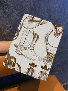 Este estuche para tableta presenta una carcasa dura transparente combinada con una tapa frontal magnética y plegable. Es delgado, ligero y portátil, equilibrando la estética con la practicidad. El diseño se inspira en el estilo vaquero occidental, con elementos dibujados a mano como botas de vaquero, sombreros de vaquero, guitarras y figuras de vaquero, emanando un fuerte ambiente retro y encarnando un espíritu de libertad, tranquilidad y aventura.