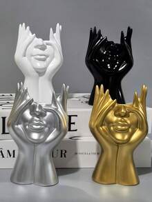 Rangement pour forme de tête de femme, décoration bohème et vase en forme de visage féminin pour étagère, support simple pour pinceaux de maquillage à la maison