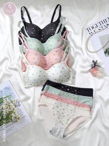 8件套碎花少女内衣套装，适合13-15岁女孩 - 彩色 - 查看 1