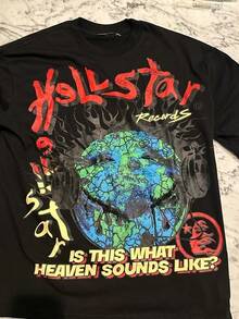 H E L L Star Black Graphic Shirt Reprint Gift For Men Women Shirt Men Women - 黑色 - 查看 1