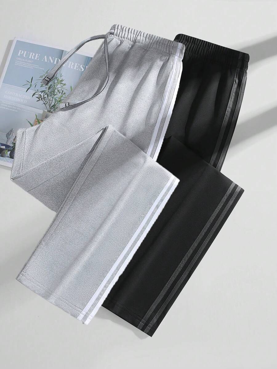 2pcs/Set Women Plus Size Loose Casual Straight Leg Pants, Comfortable For Daily Wear, Suitable For Spring, Autumn, All Seasons