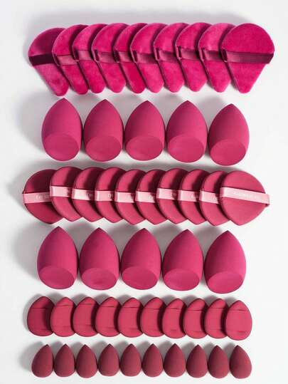 5/10/20/30/40/50 PIEZAS Juego de herramientas de maquillaje que incluye: 10 PIEZAS Esponjas de maquillaje para maquillaje líquido + 10 PIEZAS Esponjas de maquillaje mini para maquillaje líquido + 10 PIEZAS Esponjas triangulares para polvos sueltos y fijación de maquillaje + 10 PIEZAS Esponjas de cojín de aire para maquillaje facial + 10 PIEZAS Esponjas de cojín de aire para maquillaje de corrector facial