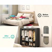 Portable Closet Wardrobe 67Inch Clothes Organizer With 4 Hanging Rods And 8 Shelves NonWoven Fabric Cover Large Capacity Storage For Bedroom And Living Room Black