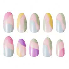 Pastel Dreams 30-Nail Almond Set – Stay Press'd 5-Second Press-On Mani, Soft Gradient Hues, Chip-Proof Shine