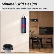 1/3 piezas Soporte de pared para bolsas de basura de cocina, organizador de almacenamiento, dispensador de bolsas de plástico, caja de almacenamiento, bolsa de almacenamiento montada en la pared con ganchos, accesorios de almacenamiento de cocina - Negro - Ver 9