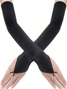 女士缎面露指手套一双，适合歌剧、正式场合、婚礼等夏季穿着。 - 手套 - 查看 2