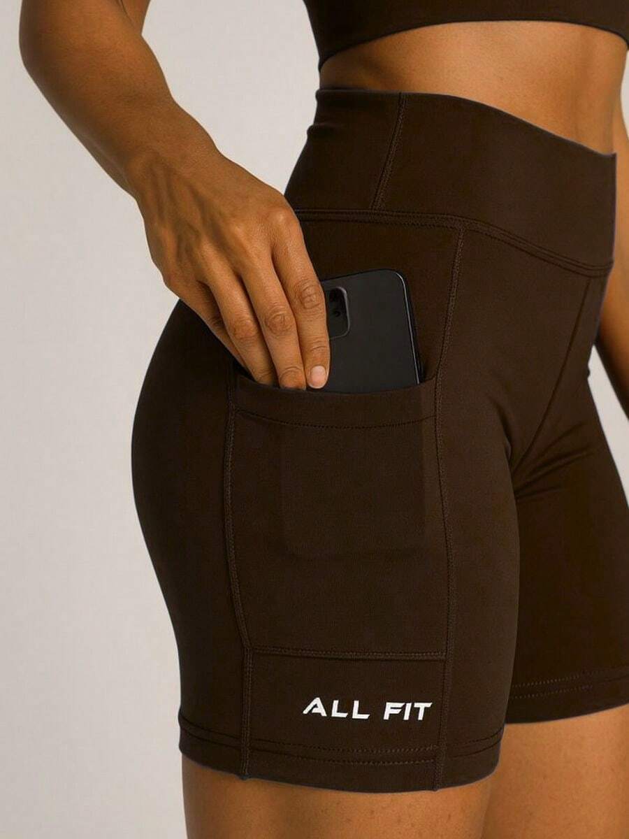 BLACKOUT POLYAMIDE SHORTS WITH POCKET - Rust Brown - View 1