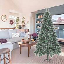 Árbol de Navidad artificial para decoración festiva, adecuado para exhibición en tiendas, uso doméstico, interior y exterior - Copo de nieve 3D verde - Ver 2