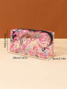 1piece Cute PVC Makeup Bag Cosmetic Pattern Square Waterproof Clear Cosmetic Bag Fashionable Clutch Pouch Wallet Small Items Storage Bag For Key, Earphone, Coin, Lipstick, Lip Oil, Card, Girls'Accessories College Vacation Cruise Summer Holiday Essentials Organizer Bag With Zipper Women's Makeup Storage Bag Travel Essentials Makeup Organizer Travel Bag For Women