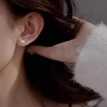 A Pair Of Hypoallergenic Stainless Steel Butterfly Studs For Daily Wear,  Viral Gift For Her