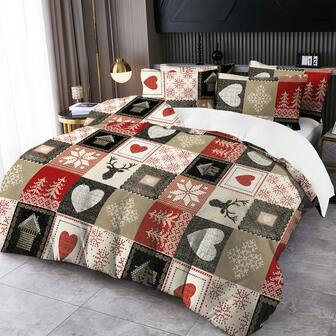 2/3pcs Digital Plaid Print Duvet Cover Set (Duvet Cover*1, Pillowcase*1/2, Excluding Comforter And Pillow Insert), Skin-Friendly Soft And Comfortable, Suitable For Hotel, Guest Room, Dormitory, Bedroom, Bedding, All Seasons