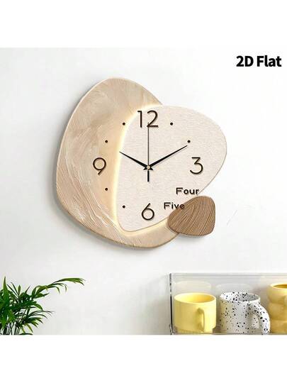 2D Flat 1pc Verlichting Luxe Minimalist Home ation Wand Clock, Ultra Quiet Quartz Movement, No Ticking Sound, Painting Klok Living Room, Bedroom Office, able Watch, Unique Personalized, Clear Reading Time, In Room view 9