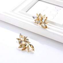 Fashionable Minimalist Colorful Diamond Series Geometric Glass Rhinestone Sparkling Fully Paved Drop Earrings