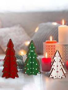 Juego de 3 adornos de árbol de Navidad, decoración simple, adornos de madera, decoración navideña, adornos de árbol, bosque de Navidad, decoración de árbol de Navidad, decoración de habitación, decoración del hogar, decoración de oficinas, decoración de fiesta temática, decoración navideña