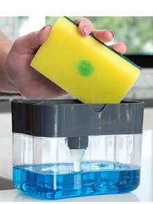 1pc Creative Kitchen Dishwashing Liquid Dispenser, Household Kitchen Storage, Battery-Free, Transparent & Black Color Matching Design, Space-Saving, Easy To Use - Black - View 11