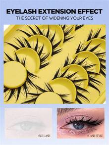 6/7 Pairs Wet Fox Eye Anime False Eyelashes, Cosplay Lashes, Thick Curly Wet Lashes, Makeup Tools - Black - View 4