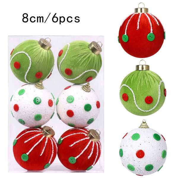 6 pezzi Palline di Natale da 8cm, Decorazioni natalizie da appendere, Decorazioni per albero di Natale, Regali di Natale, Decorazioni per la casa, Decorazioni per la stanza, Decorazioni invernali
