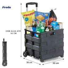 Carrinho De Compras Feira Mercado Dobrável Vira Maleta carro de ferramentas 25kg - Preto - Visão 3
