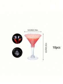 Pahare elegante din plastic pentru Martini, de 140 ml - potrivite pentru cocktailuri, șampanie și deserturi - reutilizabile, ideale pentru nunți, Ziua Îndrăgostiților și petreceri