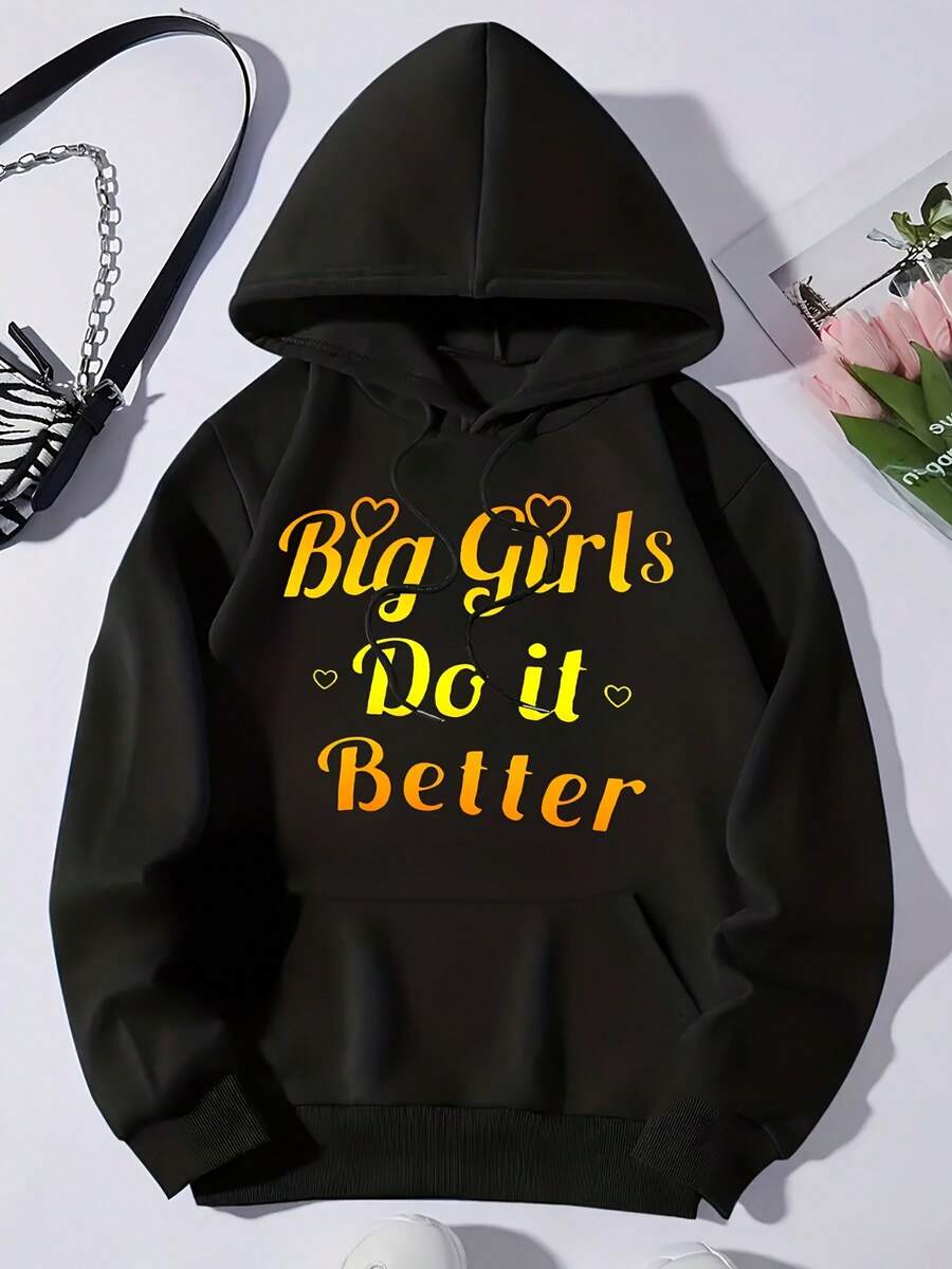 Big Girl Do It Better Printed Hoodie Women Sweatshirt Long Sleeve Soft Comfortable - Black 24 - View 1