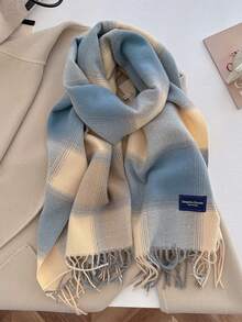 1pc Unisex New Plaid Faux Cashmere Scarf, Thick & Warm, Versatile For Daily Use For Dress - A - View 14