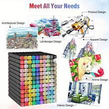 60 Colors Dual Tip Permanent Markers Set Professional Art Markers For Adult Coloring Sketching Illustration Underlining Ideal Halloween Christmas Gifts - 升級款60色套裝 - 查看 4