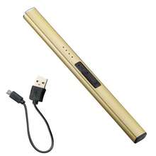 Electric Arc Windproof Lighter Flameless USB Rechargeable Lighter With For Candle BBQ Camping - 金色 - 查看 1